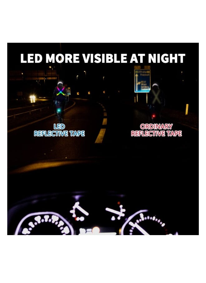 LED Reflective Running Gear, High Visibility Reflective Belt Sash with Safety Light, USB Rechargeable Adjustable Size Night Reflective Accessories for Night Outdoor Running Walking