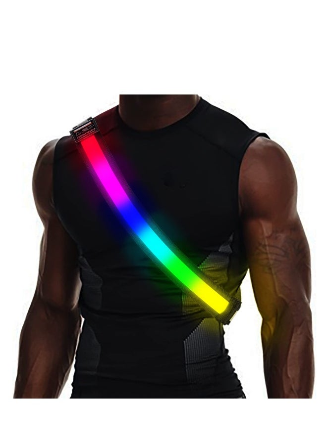 LED Reflective Running Gear, High Visibility Reflective Belt Sash with Safety Light, USB Rechargeable Adjustable Size Night Reflective Accessories for Night Outdoor Running Walking