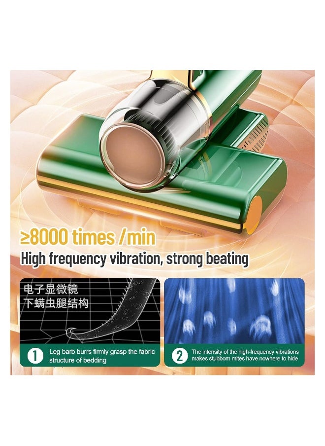 Handheld Cordless Vacuum Cleaner for Mattresses, Sofas, and Carpets with UV Germicidal Lamp, Washable HEPA Filter, and Deep Cleaning for Dust Mites and Germs.