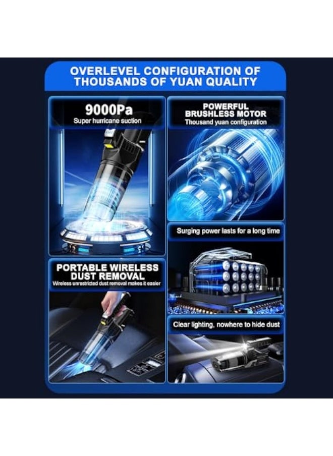 Cordless Cleaner Vacuum, Handheld Vacuum Cordless, Cordless Vacuum Cleaner Lightweight Low-Noise, Handheld Vacuum 125ml Upgraded High Power, Mini Car Vacuum Cleaner for Home/Car/Pet hair/Dust with Led