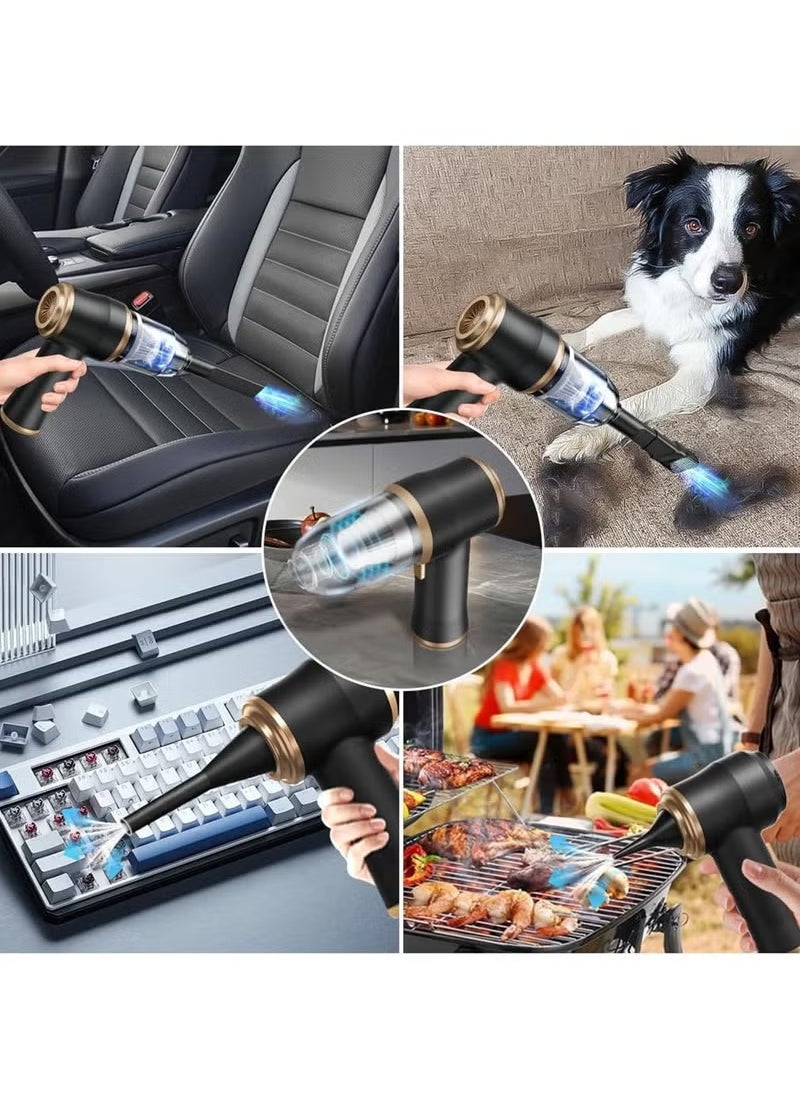Portable Handheld Vacuum Cleaner, 2000mAh*2 Battery, 50W Power, 80dB Low Noise, Aluminum Fan Blade, Cordless - Ideal for Car, Home, Office, Pet Hair, Travel Cleaning, White