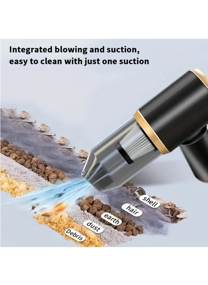 Portable Handheld Vacuum Cleaner, 2000mAh*2 Battery, 50W Power, 80dB Low Noise, Aluminum Fan Blade, Cordless - Ideal for Car, Home, Office, Pet Hair, Travel Cleaning, White