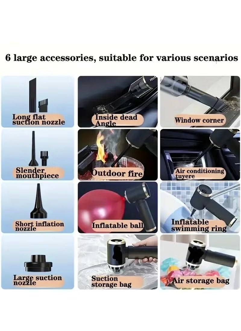 Portable Handheld Vacuum Cleaner, 2000mAh*2 Battery, 50W Power, 80dB Low Noise, Aluminum Fan Blade, Cordless - Ideal for Car, Home, Office, Pet Hair, Travel Cleaning, White