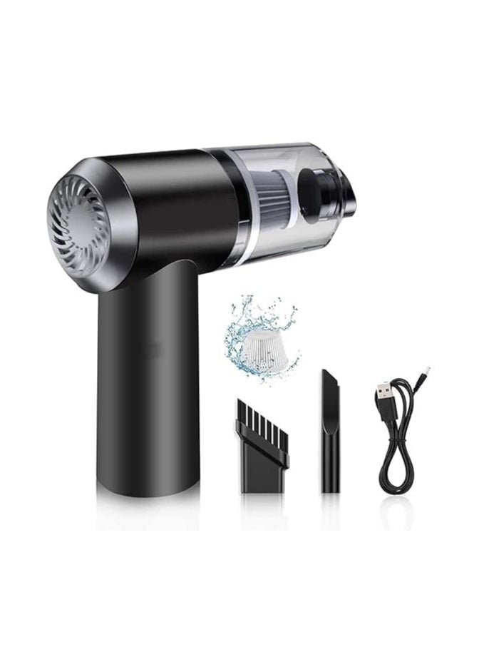 Portable High Power 3-in-1 Vacuum Cleaner – Wireless USB Rechargeable Handheld Vacuum for Home & Car, Wet/Dry Cleaning, Built-In LED Light (Black)