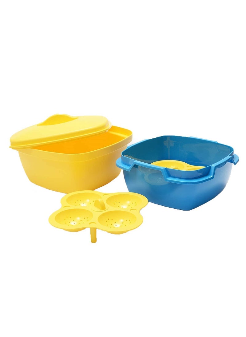 Tyagy Microwave Idli Maker and Steamer Utility Cooker Plastic Makes 8 Idli Dhokla Rice Cooker Dishwasher Safe with Lid ABS Plasitc Multicolor Pack of 1 Set