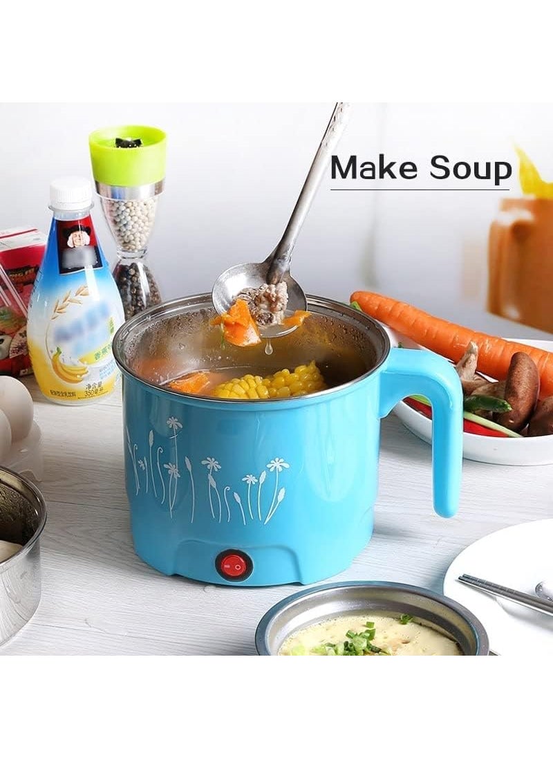 CRAFTOVO Electric Cooking Pot Stainless Steel Cooker Kettle Is Concealed Base Noodle Maker Vegetable Rice Steamer for Home Office Travel Multicolor