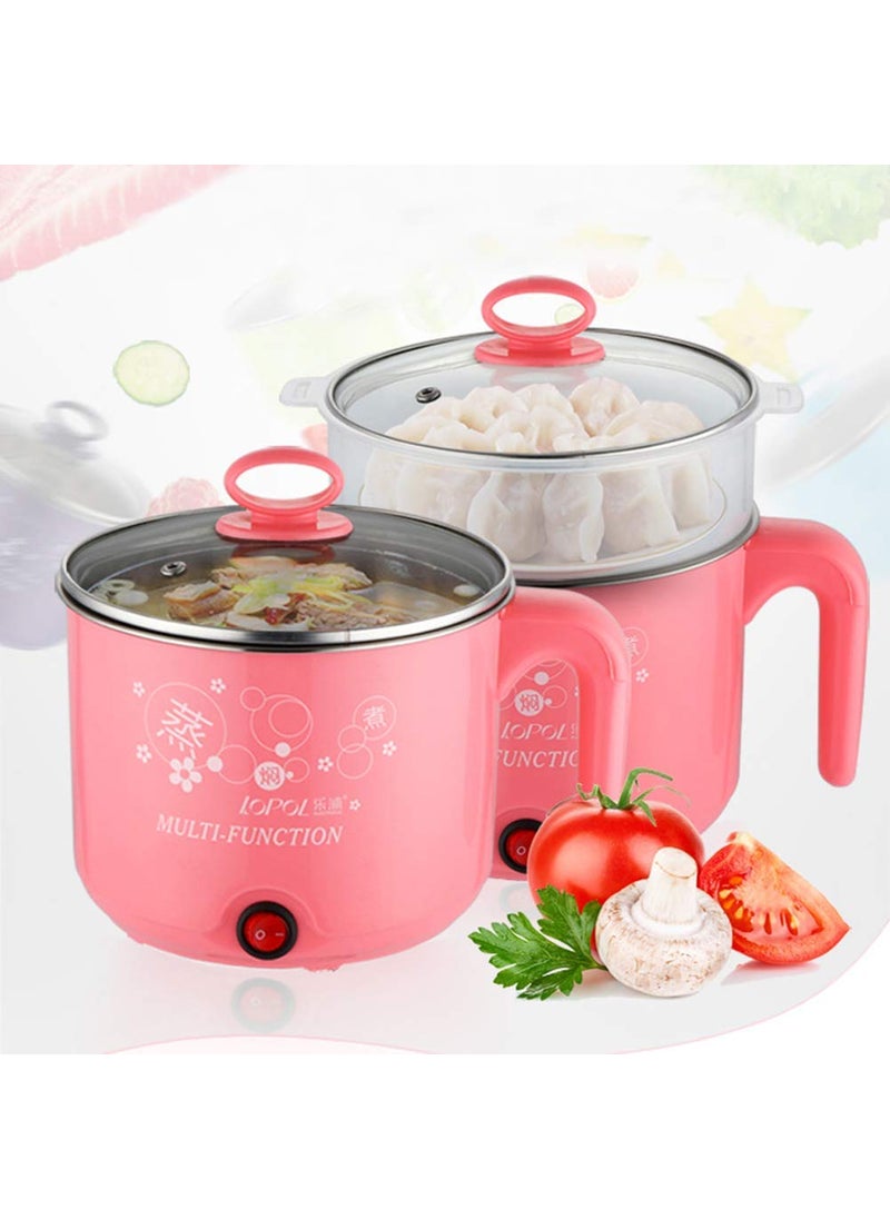 CRAFTOVO Electric Cooking Pot Stainless Steel Cooker Kettle Is Concealed Base Noodle Maker Vegetable Rice Steamer for Home Office Travel Multicolor