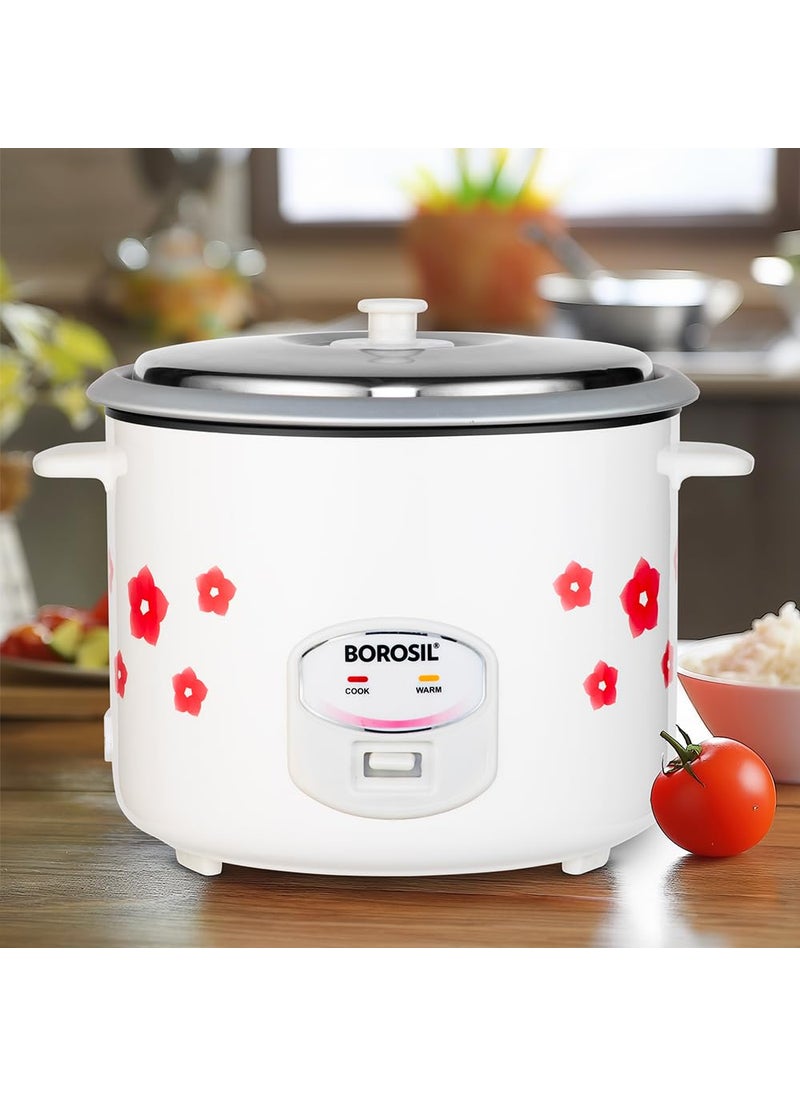 Borosil Pronto Dual 28 L Electric Rice Cooker with 2 Pot 1000W Keep Warm Feature with Indicator Display Anti Skid Rubber Feet Cook Boil Noodles Rice Upma Idli Dhokla 2 Years Warranty