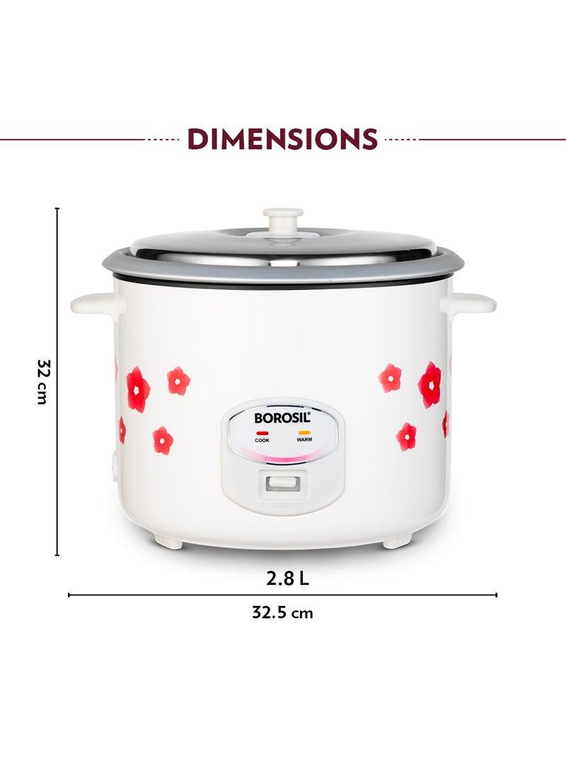 Borosil Pronto Dual 28 L Electric Rice Cooker with 2 Pot 1000W Keep Warm Feature with Indicator Display Anti Skid Rubber Feet Cook Boil Noodles Rice Upma Idli Dhokla 2 Years Warranty