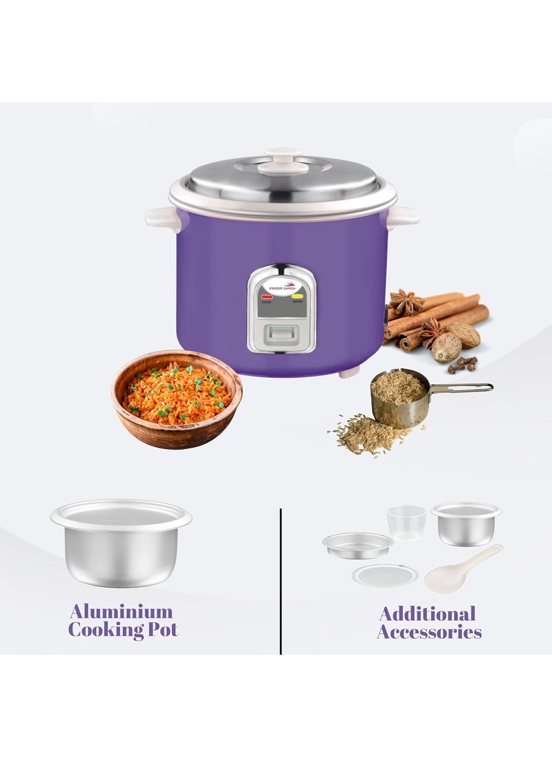 Ksheer Ganga 18 L Electric Rice CookerDetachable power cordDurable bodyCool touch handles1 year warranty on product 5 years warranty on heating plate Lilac 2 POT