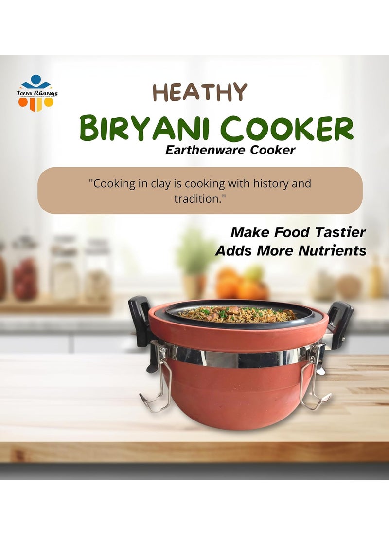 Premium Clay Biryani Cooker Eartenware Handcrafted Clay Biryani Cooker Authentic Flavors and Perfect Rice 3 Ltr Pressure Cooker