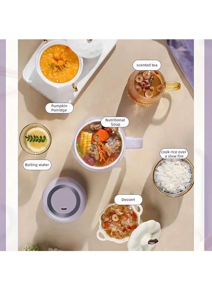 Portable Rice Cooker with Stainless Steel Pot Ceramic Inner Coating LCD Display MultiCooker Electric Pot Travel Small Stew