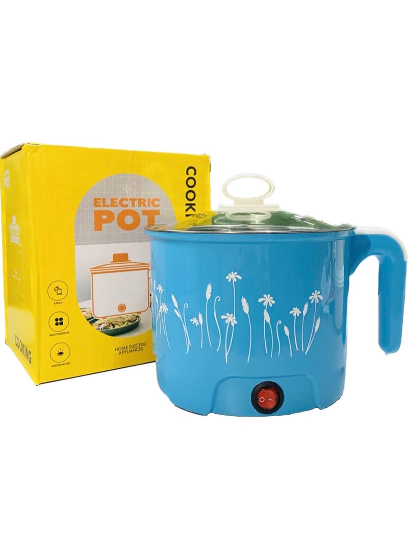 SK RAYAN Electric 18 Litre MultiPurpose Cooker With Steamer Glass Lid Steamed Eggs Dumpling Cooking Rice Porridge Noodles Hot Pot etc Blue Color Cooker with Steamer