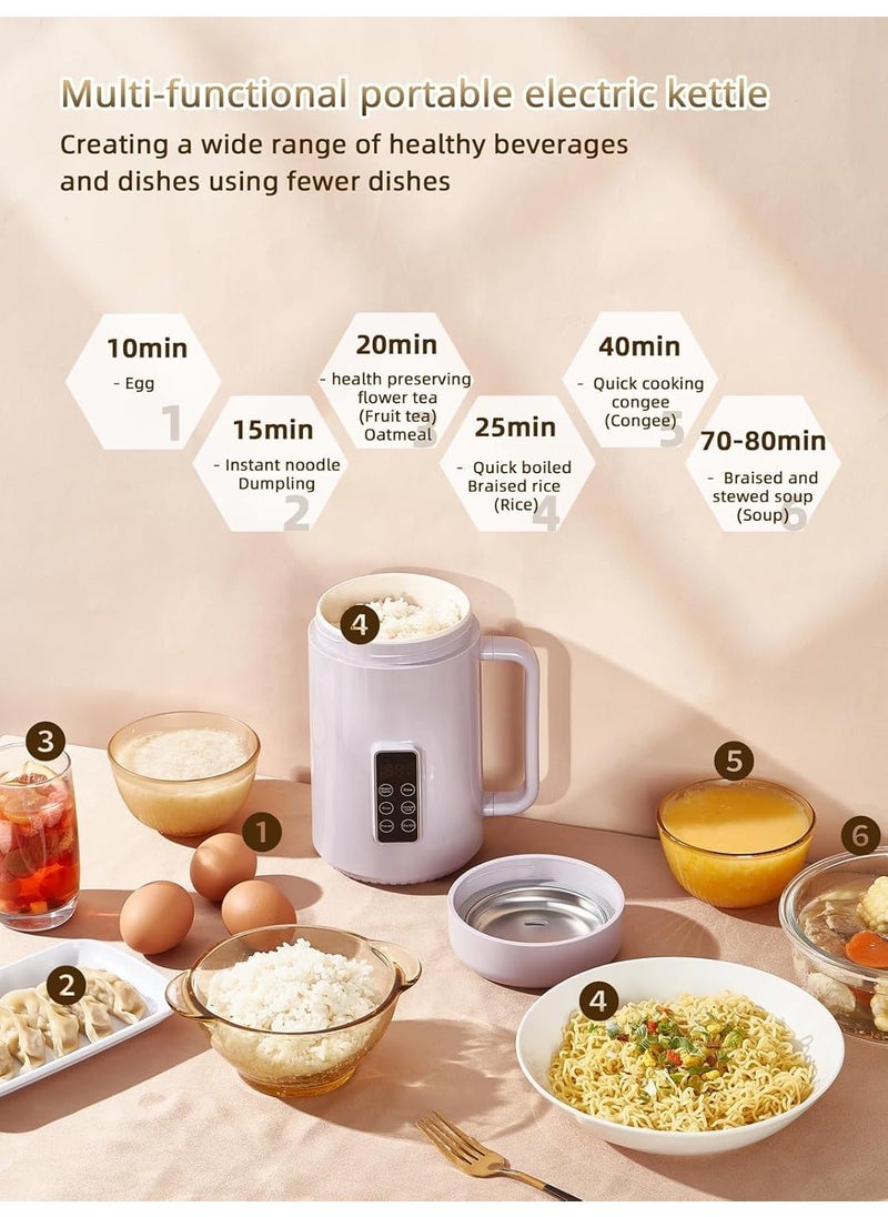 BIYALI Portable Electric Cooking Pot Rice Cooker With Stainless Steel Pot Ceramic Inner Coating LCD Display Timer MultiCooker For Tea Soup Baby Food Noodles Maker 1Pcs Multicolor