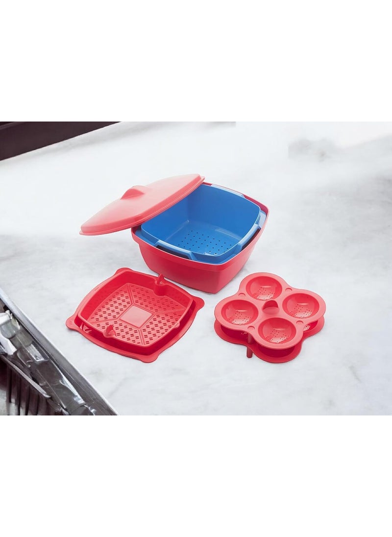Microwave Dishwasher Safe Plastic Idli MakersMakes 8 Idlis Vegetable Steamer Rice CookerFull Big Set Rice Maker Idli Steamer With Lid Plastic Idli Maker MultiColor Pack Of 1