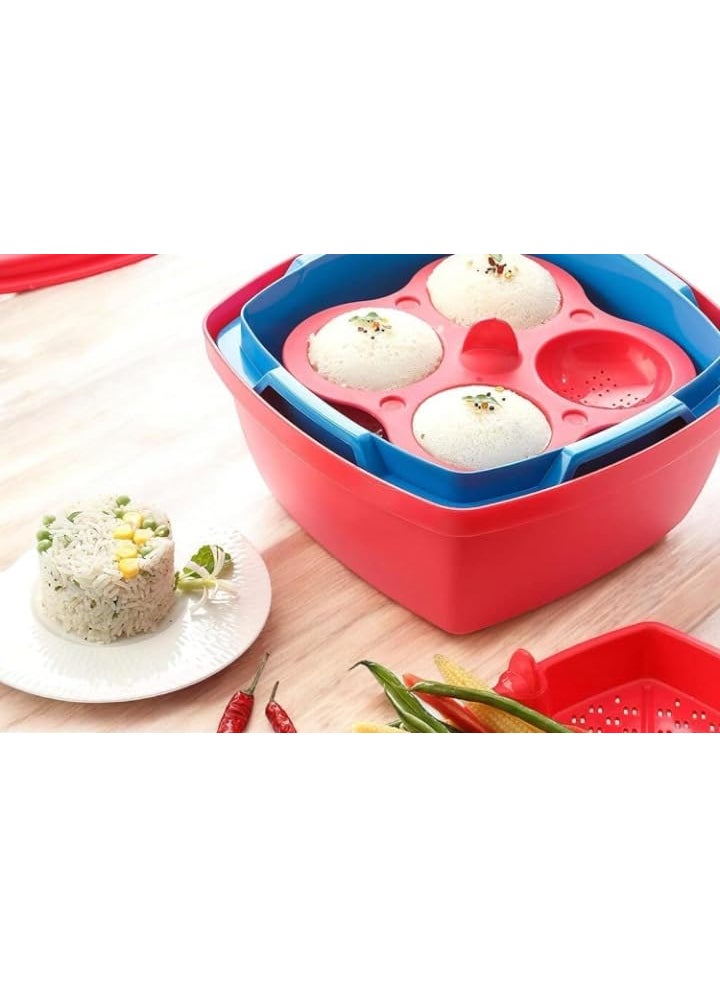 Microwave Dishwasher Safe Plastic Idli MakersMakes 8 Idlis Vegetable Steamer Rice CookerFull Big Set Rice Maker Idli Steamer With Lid Plastic Idli Maker MultiColor