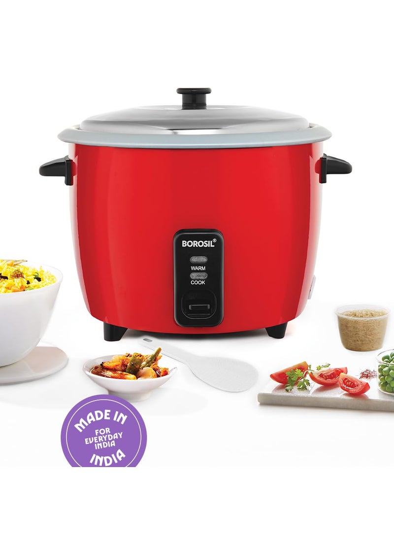 Borosil Pronto 1 L Electric Rice Cooker with Single Pot 400W Keep Warm Feature with Indicator Display Anti Skid Rubber Feet Cook Boil Noodles Rice Upma Idli Dhokla 2 Years Warranty
