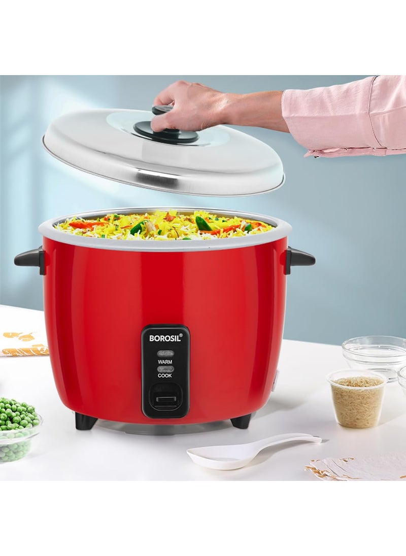 Borosil Pronto 1 L Electric Rice Cooker with Single Pot 400W Keep Warm Feature with Indicator Display Anti Skid Rubber Feet Cook Boil Noodles Rice Upma Idli Dhokla 2 Years Warranty