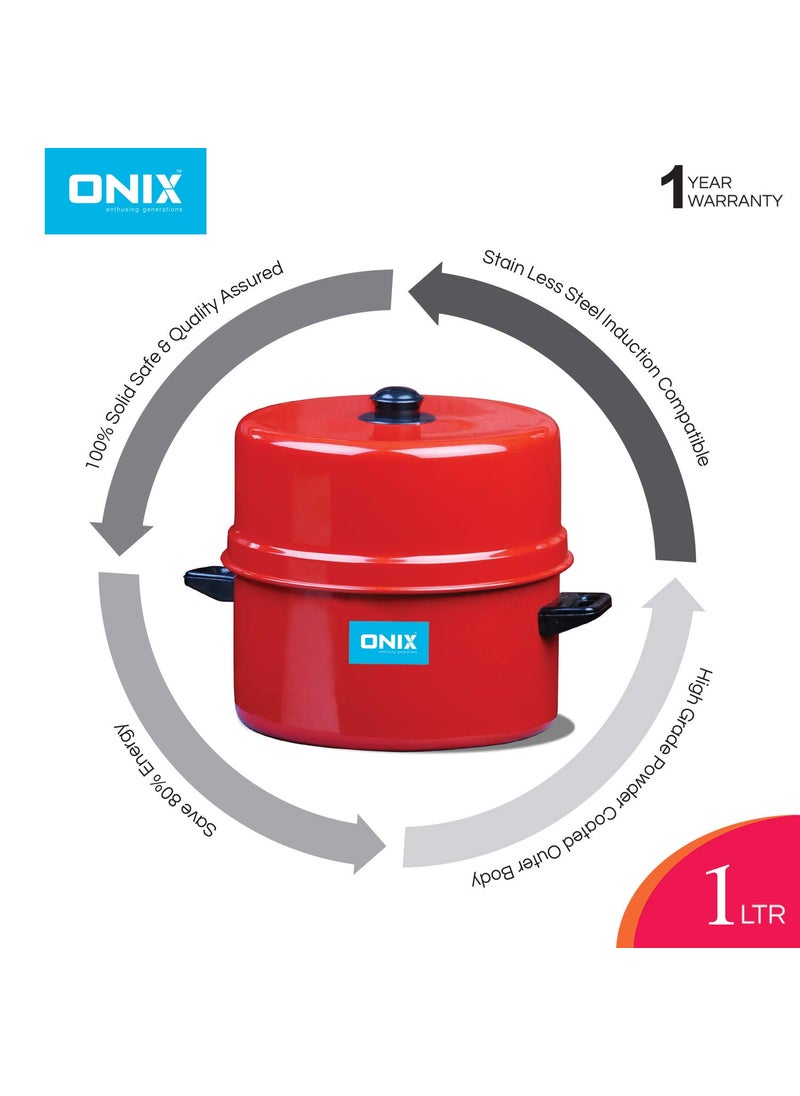 ONIX enthusing generations Choodarapetty Aluminium Rice Cooker With Stainless Steel Pot Ocp1L Upto 80 Energy Saving 1 Year Warranty Red 1 liter
