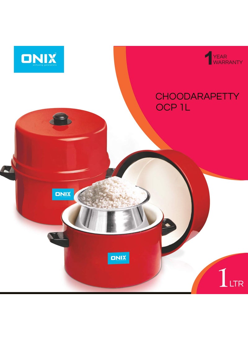 ONIX enthusing generations Choodarapetty Aluminium Rice Cooker With Stainless Steel Pot Ocp1L Upto 80 Energy Saving 1 Year Warranty Red 1 liter