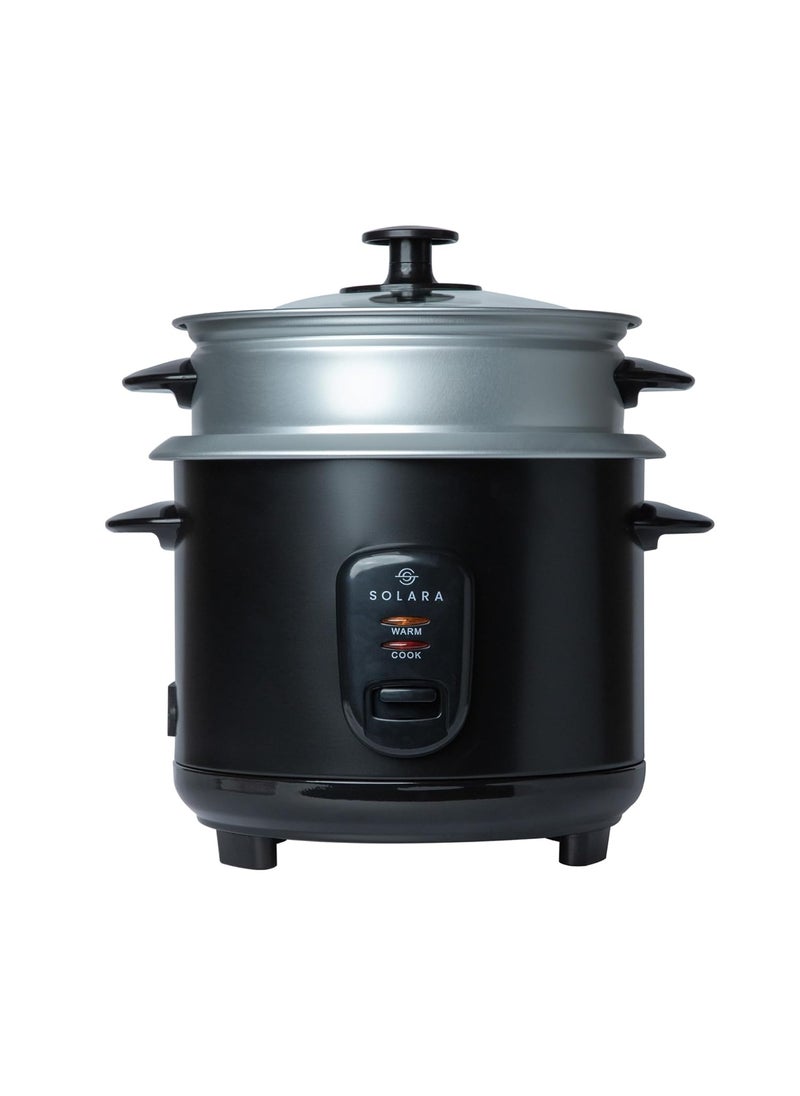 Refurbished SOLARA Automatic Rice Cooker Automatic Electric Cooker with Food Steamer Electric Rice Cooker and Grain Cooker 500 Watts Rice Cooker 1 litre with Steam Rinse Basket Black