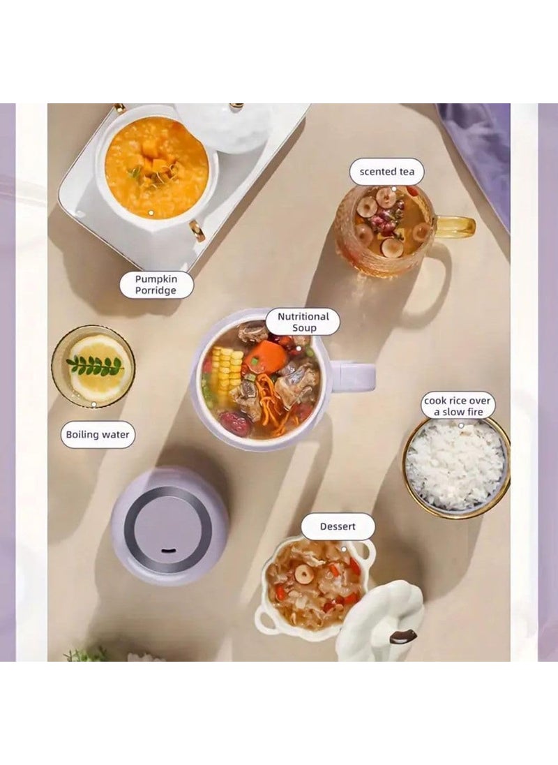 SHOPECOM Portable Rice Cooker with Stainless Steel Pot Ceramic Inner Coating LCD Display MultiCooker Purple