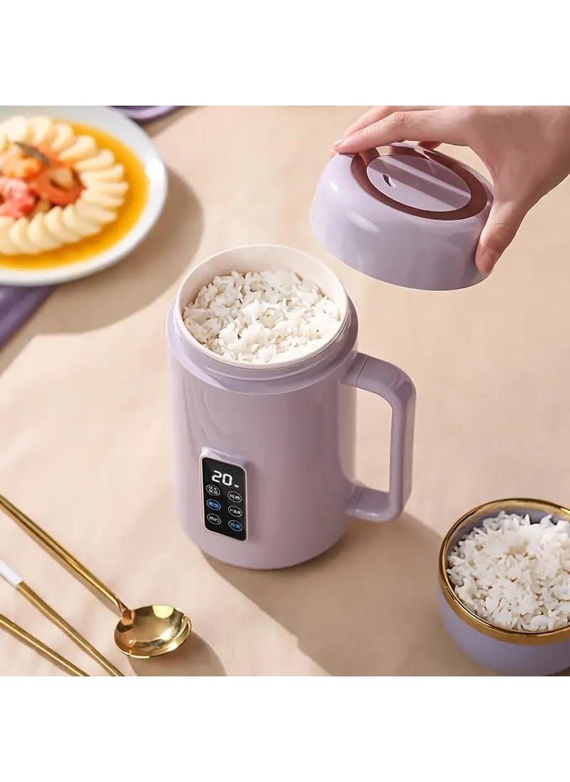 MVM Enterprise Portable Rice Cooker with Stainless Steel Pot Ceramic Inner Coating LCD Display MultiCooker Purple