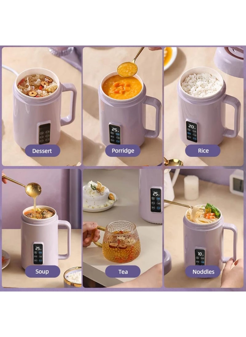 MVM Enterprise Portable Rice Cooker with Stainless Steel Pot Ceramic Inner Coating LCD Display MultiCooker Purple