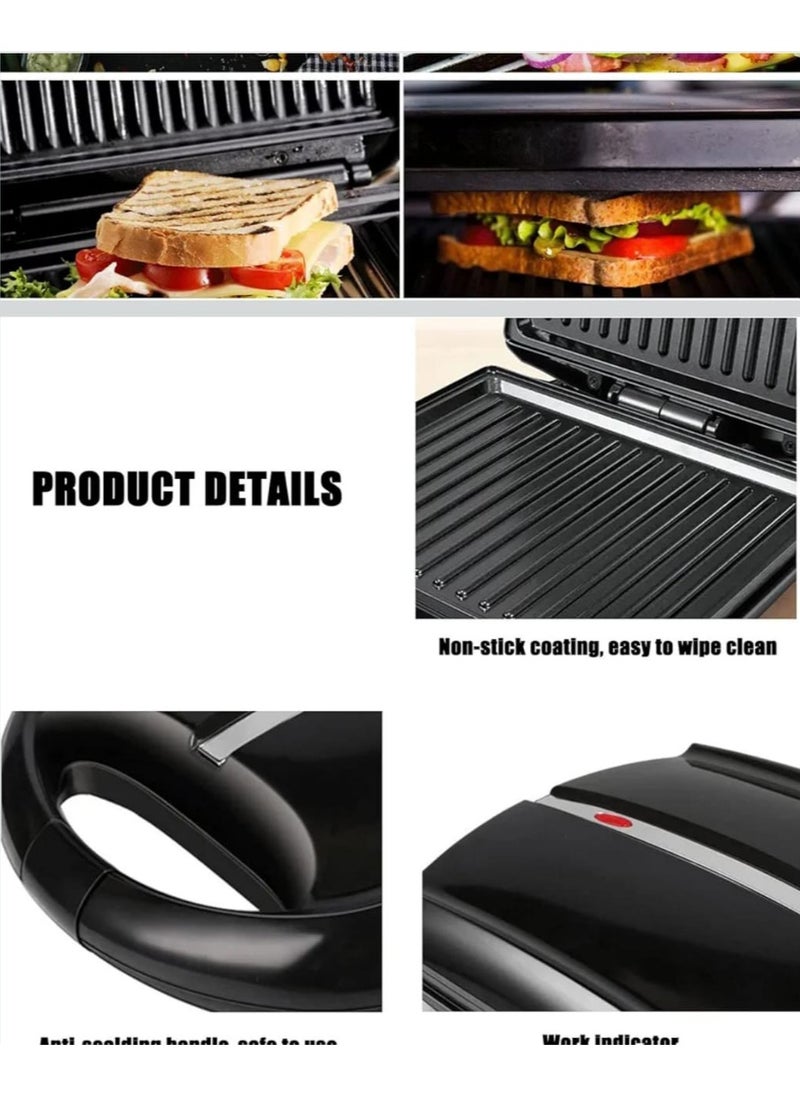 Grill Maker – Non-Stick Electric Grill & Panini Press with Adjustable Temperature Control | Easy-to-Clean, Cool-Touch Handles, Compact Design for Sandwiches, Meats & More