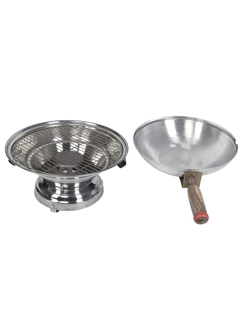 NUVIKAS Aluminium Multi Purpose Oven Gas TandoorBarbeque GrillerBatiPizza Maker Size 34 x 34 x 26 CM Silver