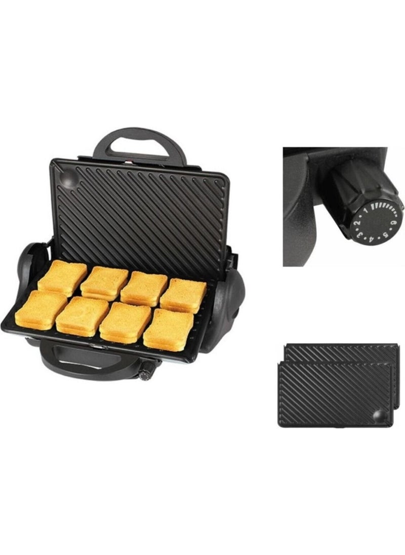 Large 8 Slice 1800 W Grill Toaster 6 Stage Black