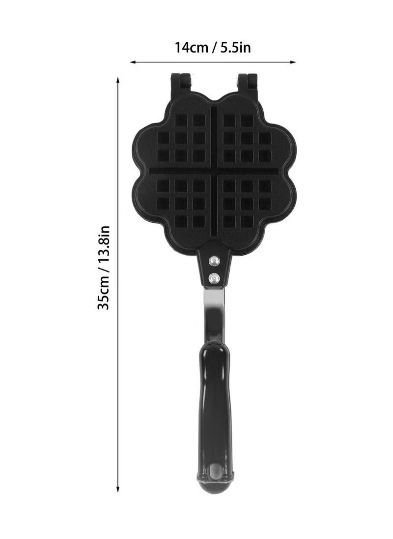 Double Sided Waffle Pan, Flower Heart Shape Cast Iron Pie Maker with Anti Scalding Handle, Campfire Cooking Equipment Camping Pie Iron Cooking Pan for Open Flames and Campfires