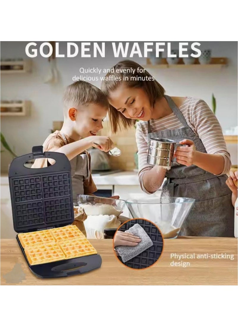 Waffle Maker – Non-Stick Electric Waffle Machine for Classic Belgian Waffles | Compact Waffle Iron with Cool-Touch Handle & Indicator Lights | Easy to Clean