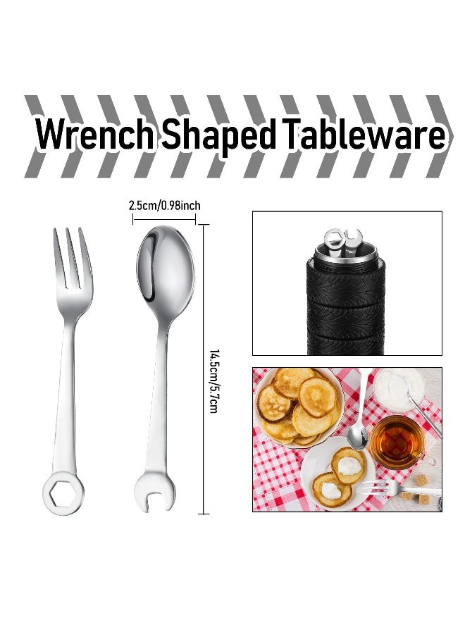 Tyre Water Bottle, Gift for The Mechanic and Car Guy, Unique Stainless Steel Water Bottle, Gift for Man Stainless Steel Coffee Tea Mug with Tool Fork and Spoon