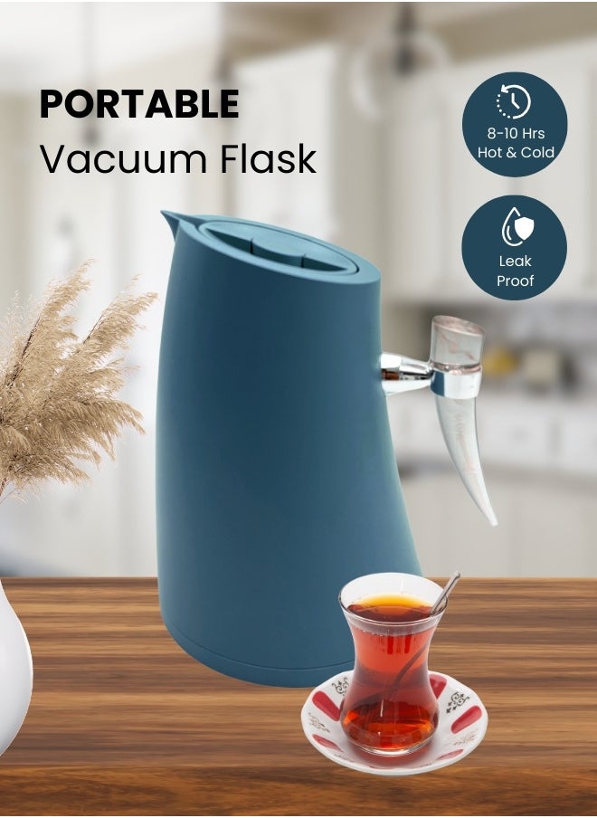 Bird Shaped Vacuum Flask for Home Office Camping 1 Liter Hot or Cold Blue Color