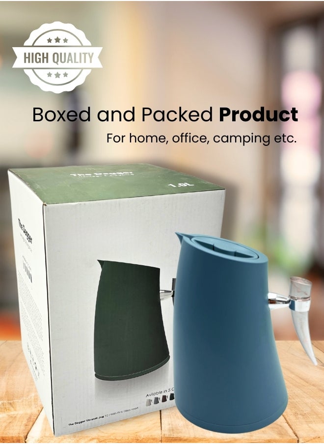 Bird Shaped Vacuum Flask for Home Office Camping 1 Liter Hot or Cold Blue Color