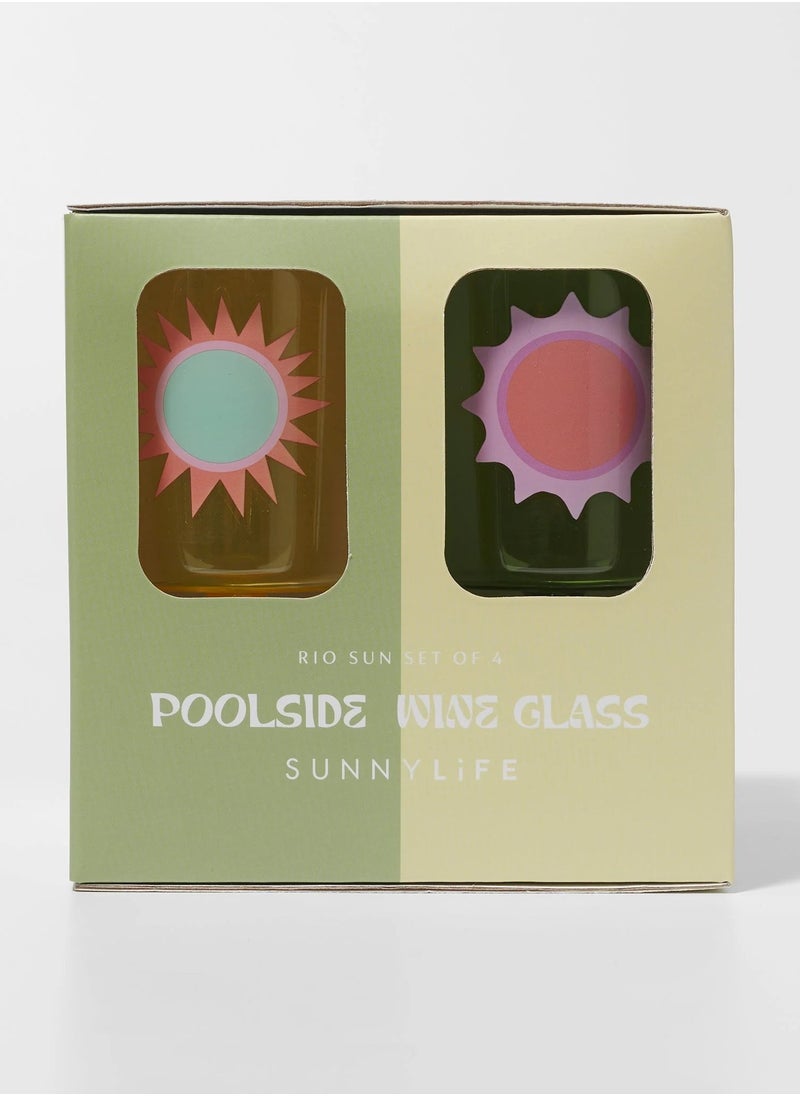 Set of 4 Poolside Plastic Wine Glass Rio Sun Multicolour | Reusable