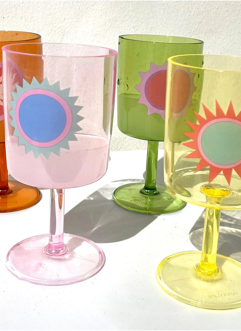 Set of 4 Poolside Plastic Wine Glass Rio Sun Multicolour | Reusable