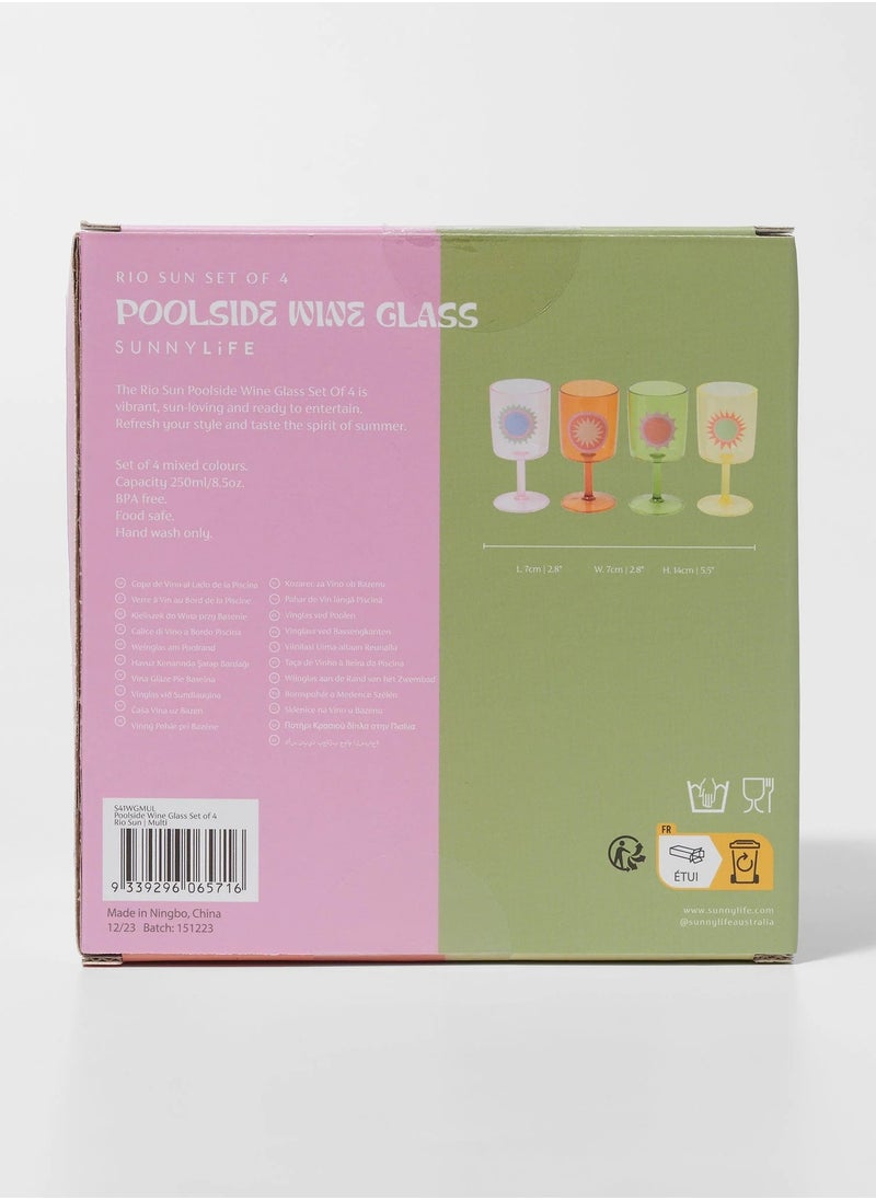 Set of 4 Poolside Plastic Wine Glass Rio Sun Multicolour | Reusable