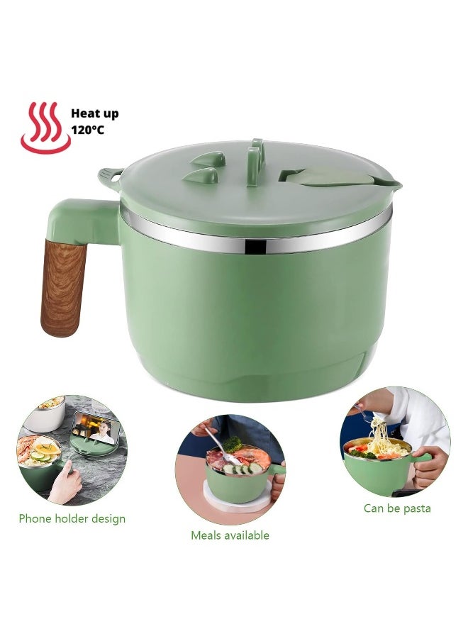 Ramen Bowl Set Stainless Steel Ramen Bowl Bowl, Japanese Soup Bowl, 1000 ml Ramen Bowl with Lid, Double Insulated Sealed Bowl, Traditional Japanese Tableware (Green)