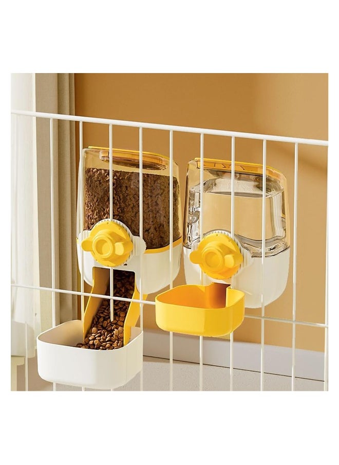 37oz Gravity Rabbit Feeder and Waterer Set for Hanging Cages - Automatic Food Dispenser and Water Bowl for Small Pets - Ferrets, Chinchillas, and Rabbits