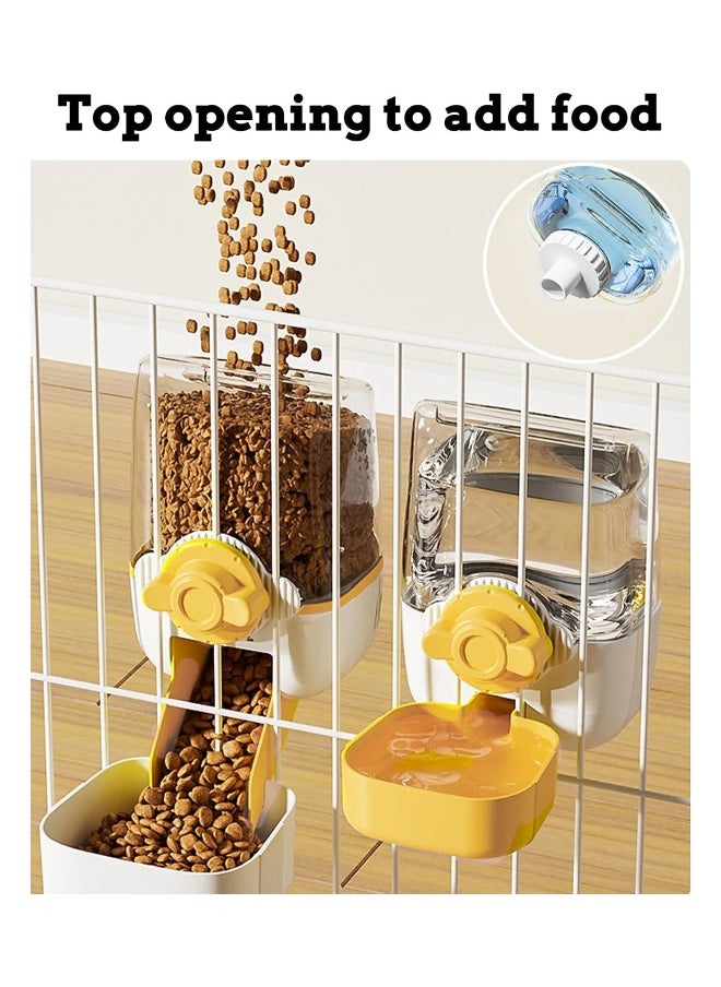 37oz Gravity Rabbit Feeder and Waterer Set for Hanging Cages - Automatic Food Dispenser and Water Bowl for Small Pets - Ferrets, Chinchillas, and Rabbits