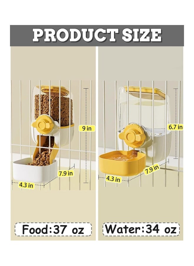 37oz Gravity Rabbit Feeder and Waterer Set for Hanging Cages - Automatic Food Dispenser and Water Bowl for Small Pets - Ferrets, Chinchillas, and Rabbits