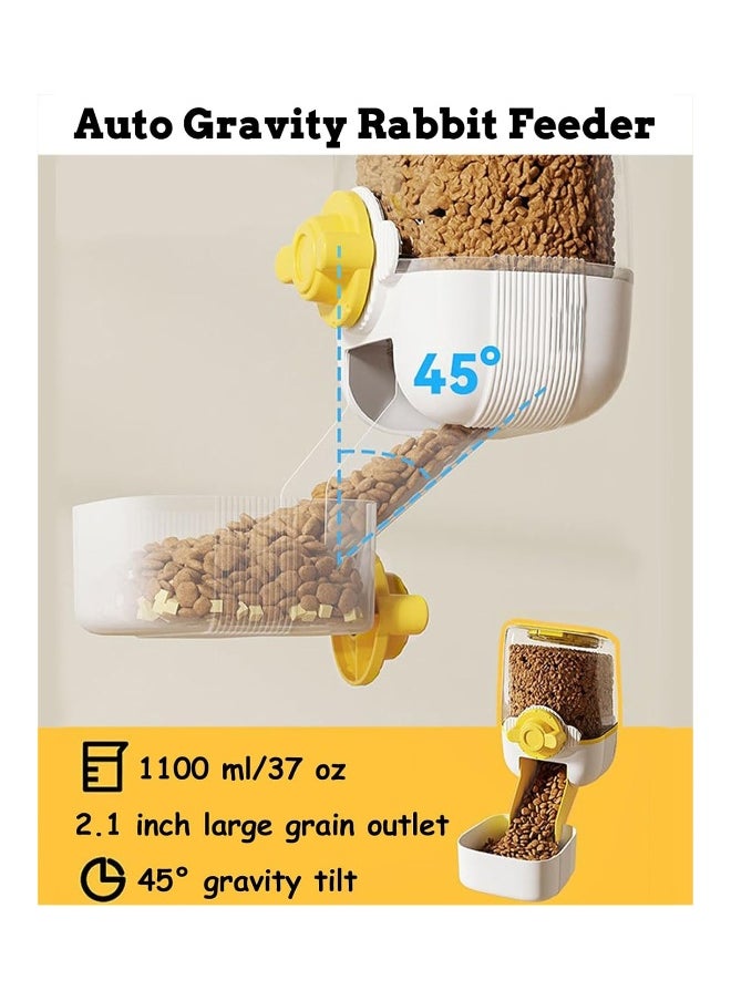 37oz Gravity Rabbit Feeder and Waterer Set for Hanging Cages - Automatic Food Dispenser and Water Bowl for Small Pets - Ferrets, Chinchillas, and Rabbits