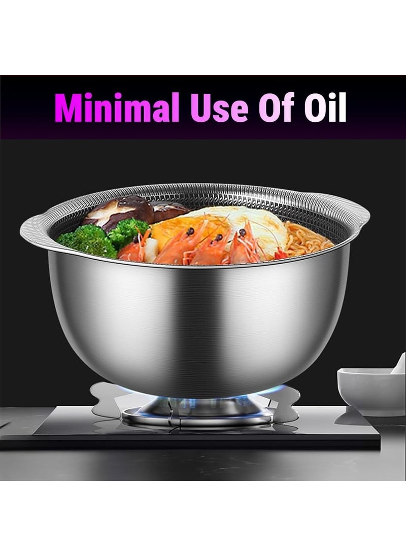 Valajogi Non Stick Stainless Steel Mini Stock Pot Bowl for All Cooking Needs Compatible with Induction and Gas Stove Serving Bowls for Kitchen Cooking Baking Prepping Heavy Duty Easy to Clean