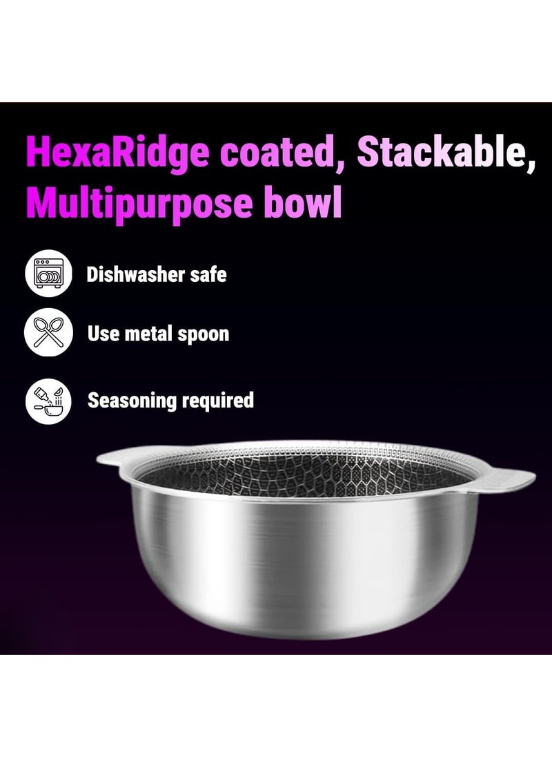 Valajogi Non Stick Stainless Steel Mini Stock Pot Bowl for All Cooking Needs Compatible with Induction and Gas Stove Serving Bowls for Kitchen Cooking Baking Prepping Heavy Duty Easy to Clean
