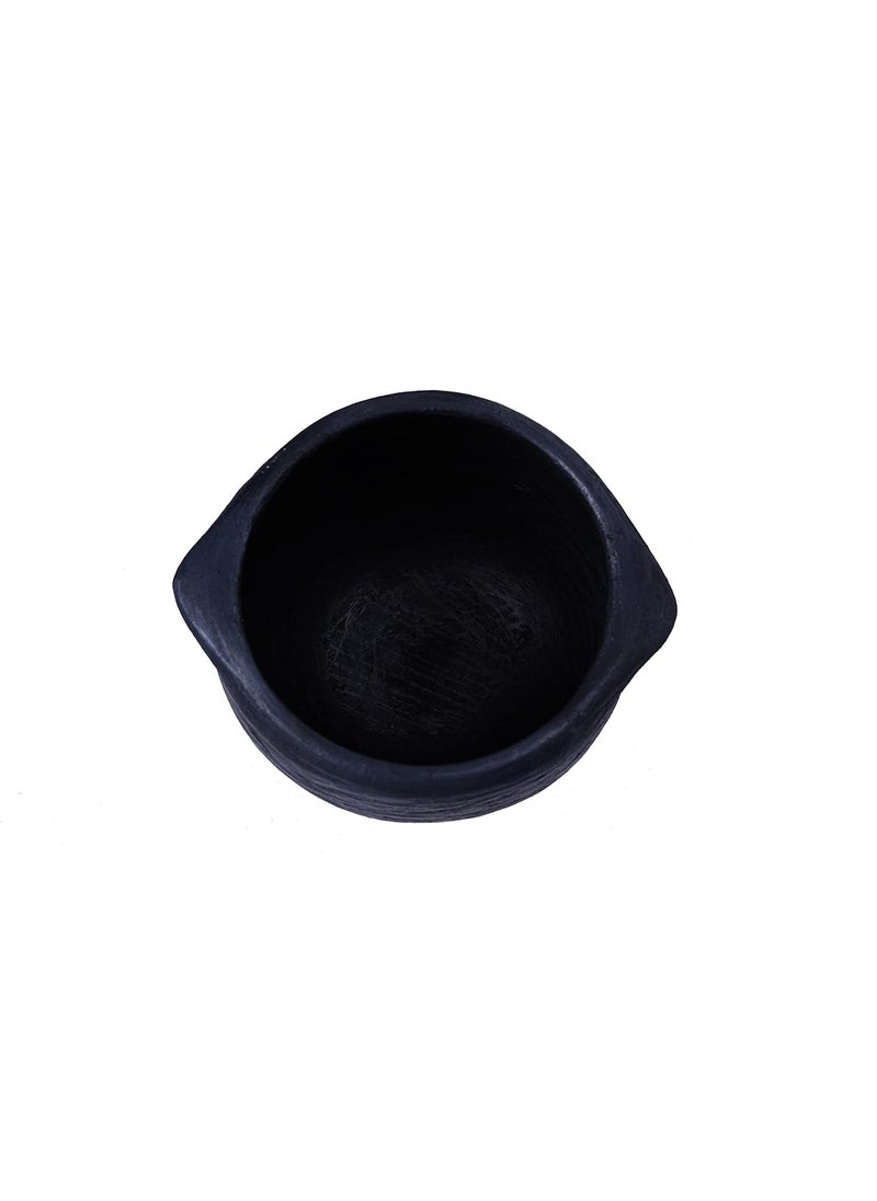 4U Crafts India Online Clay Handi Earthen Pots for Cooking Black 2Liter