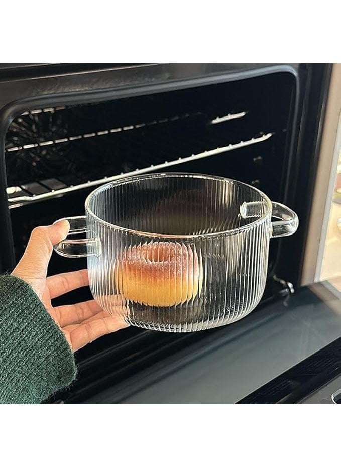 Le Chiic 16L Heat Resistant Stovetop Cooking Pot with Lid Clear High Borosilicate Glass Stew Soup Pot Durable Safe Ideal for Cooking Serving and Steaming Pack of 1