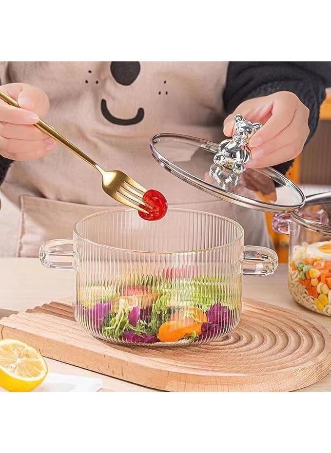 Le Chiic 16L Heat Resistant Stovetop Cooking Pot with Lid Clear High Borosilicate Glass Stew Soup Pot Durable Safe Ideal for Cooking Serving and Steaming Pack of 1
