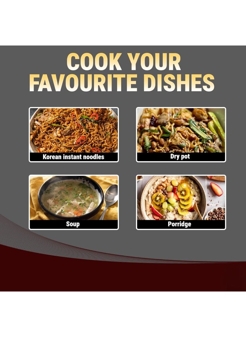 Bhajanshree Round Non Stick Brass Tope Stainless Steel Cooking Pot with Double Handle Kadai Brass Kitchen Cooking Serving Pot for Soup Noodles Pasta and Stew Pot Korean Ramen Cooker for Restaurant